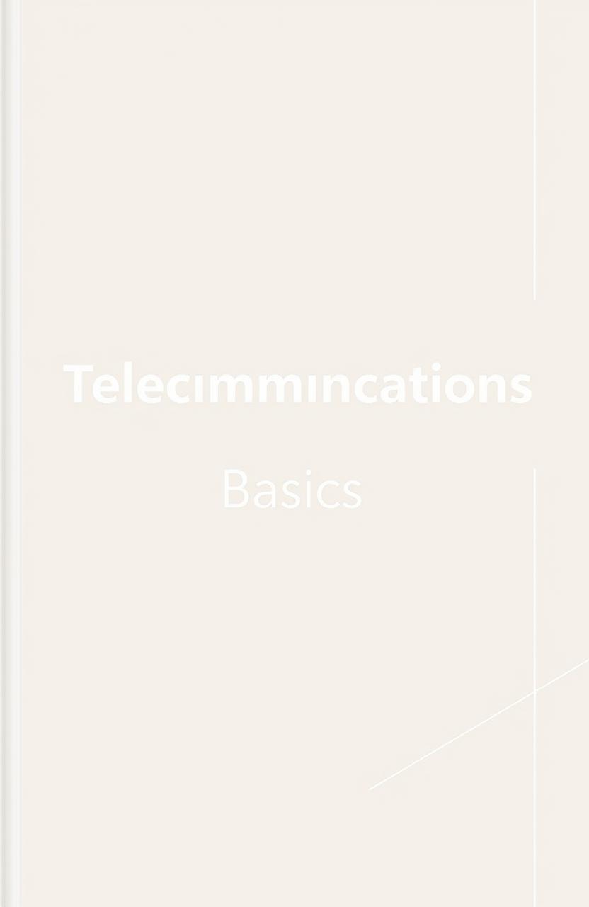 Book cover design for an introductory telecommunications textbook, featuring a minimalist theme with a touch of modern design