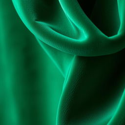 A luxurious close-up shot of rich, velvet emerald green drapery fabric elegantly cascading in soft folds