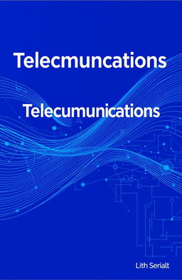 Book cover design for a telecommunications introductory textbook, featuring a vibrant blue color tone that is not overly plain but includes intricate patterns and designs