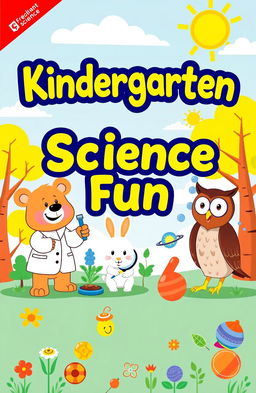 A bright and colorful kindergarten science module book cover featuring playful illustrations of fun science concepts