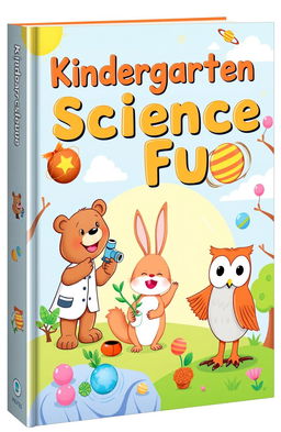 A bright and colorful kindergarten science module book cover featuring playful illustrations of fun science concepts