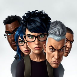 Five college students appearing visibly angry, centrally positioned in the image