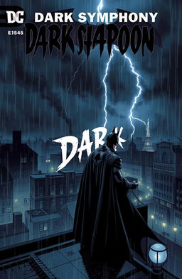 A dark and dramatic comic book cover featuring a gothic superhero reminiscent of Batman, set in a moody, urban environment