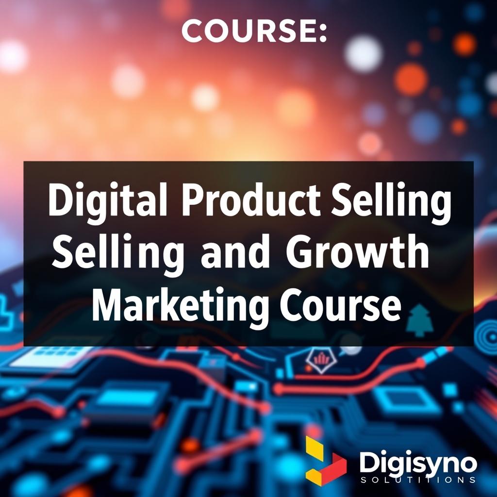 A visually striking course image featuring the title 'Digital Product Selling and Growth Marketing Course' prominently displayed