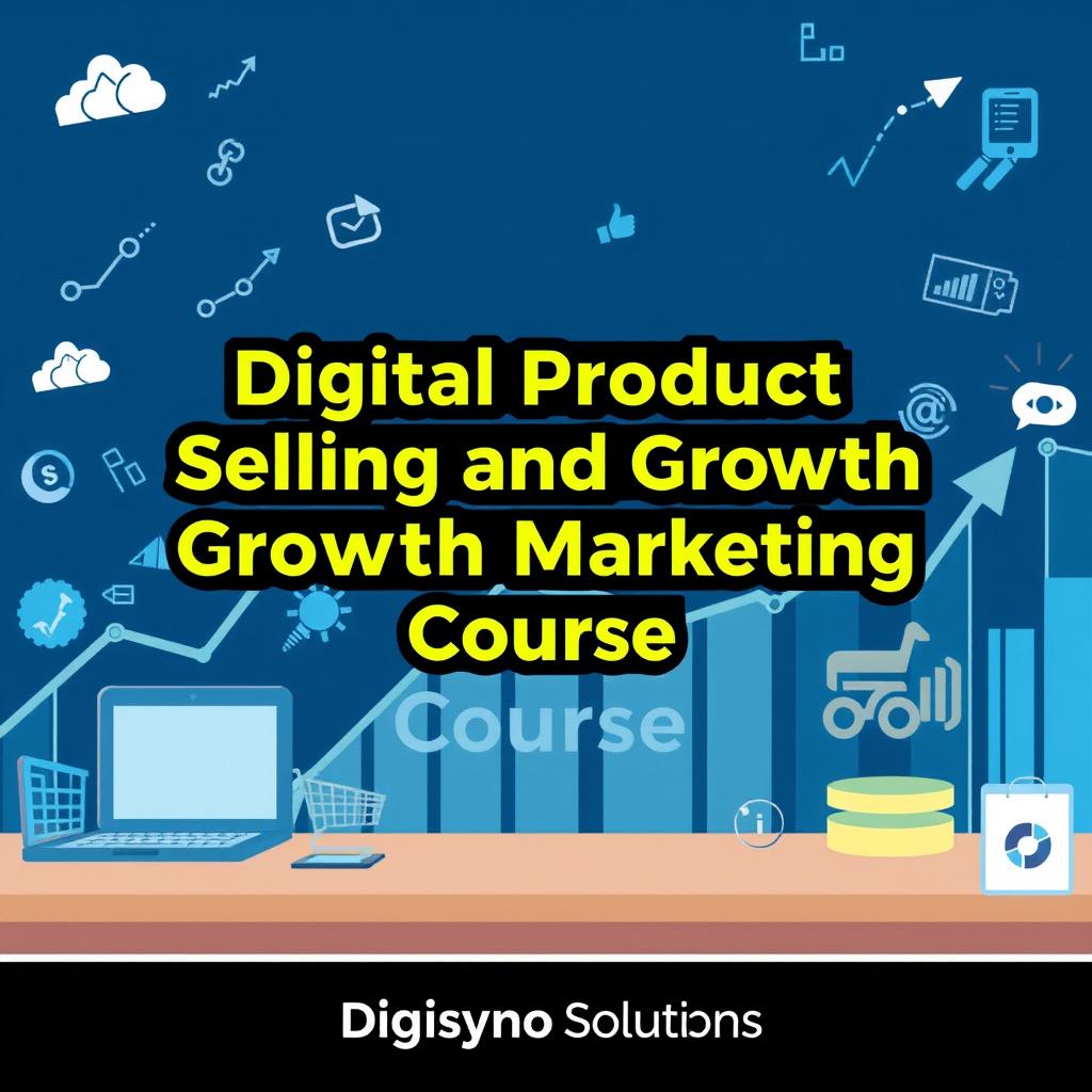 A captivating course image showcasing the title 'Digital Product Selling and Growth Marketing Course' in bold, modern typography