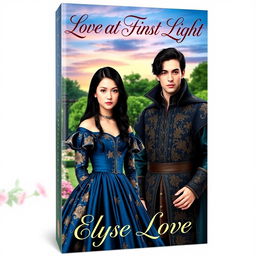 An exquisite book cover set in the 16th century, featuring a stubborn yet captivating 17-year-old upper class girl with long black hair and striking blue eyes