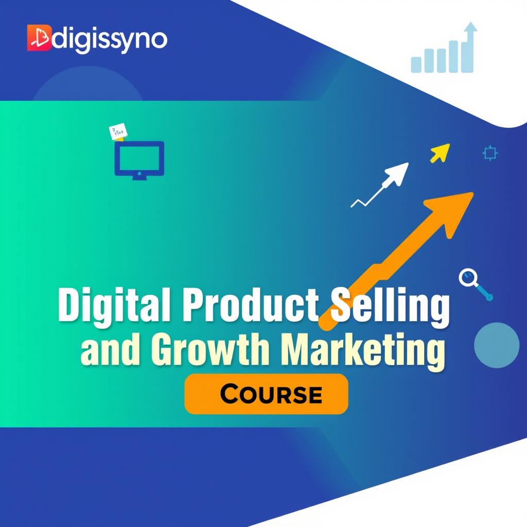 A visually appealing course cover image for a course titled 'Digital Product Selling and Growth Marketing Course', created by Digisyno Solutions