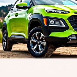 A vibrant lime green 2020 Hyundai Kona, showcasing its sleek and modern design