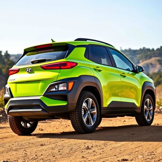 A vibrant lime green 2020 Hyundai Kona, showcasing its sleek and modern design