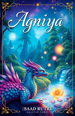 A whimsical book cover for a fantasy story titled 'Agniya'