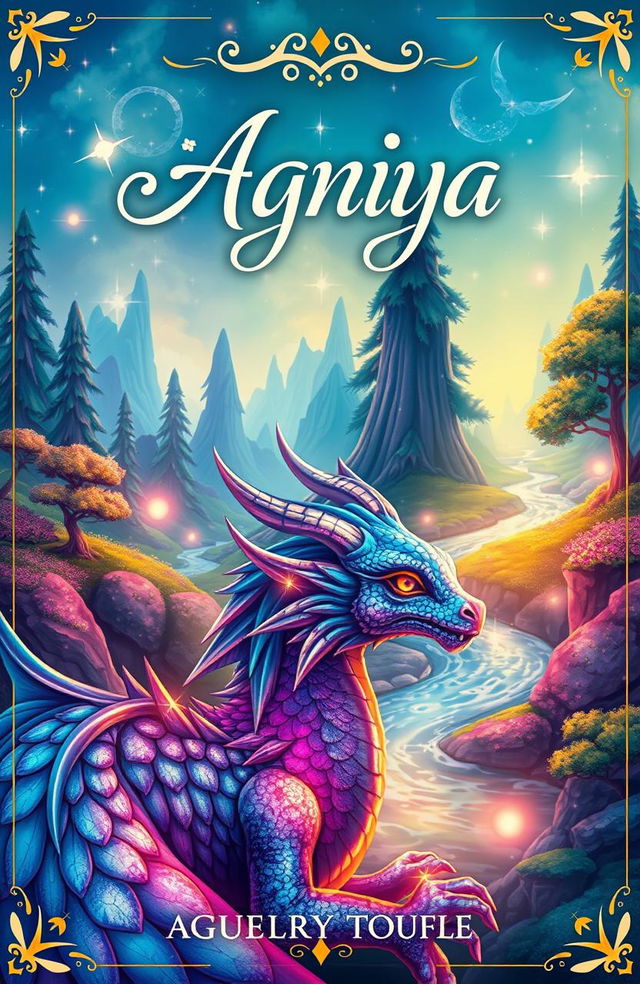 A whimsical book cover for a fantasy story titled 'Agniya'