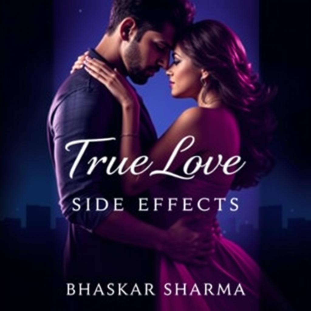 A captivating poster for a novel titled 'True Love: Side Effects' by Bhaskar Sharma