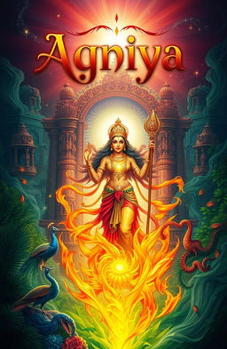 A captivating and mystical cover design for a fantasy storybook titled 'Agniya', inspired by Indian mythology