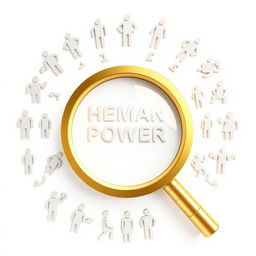 A visually striking image set against a white background, featuring a luxurious 3D golden magnifying glass positioned in the center