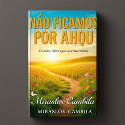 An enchanting book cover for "NÃO FICAMOS POR AQUI" featuring the subtitle "Os sonhos devem seguir no mesmo caminho" by Miraslov Cambila