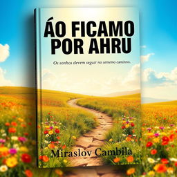An enchanting book cover for "NÃO FICAMOS POR AQUI" featuring the subtitle "Os sonhos devem seguir no mesmo caminho" by Miraslov Cambila