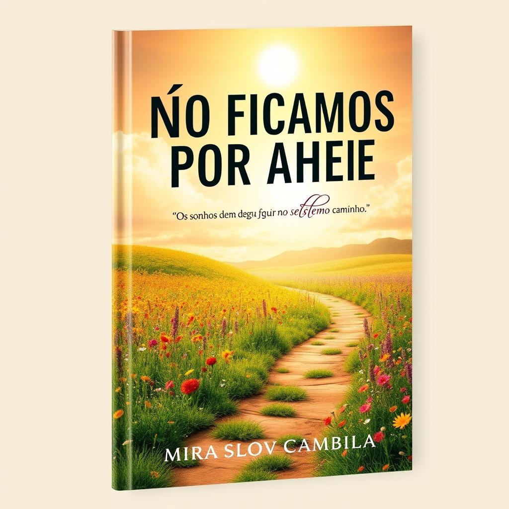 An enchanting book cover for "NÃO FICAMOS POR AQUI" featuring the subtitle "Os sonhos devem seguir no mesmo caminho" by Miraslov Cambila