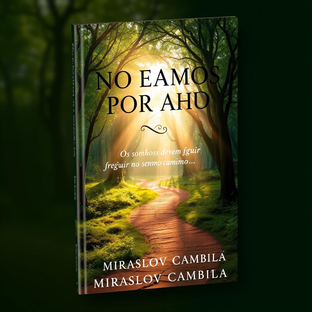 A captivating book cover for "NÃO FICAMOS POR AQUI" with the subtitle "Os sonhos devem seguir no mesmo caminho" by Miraslov Cambila