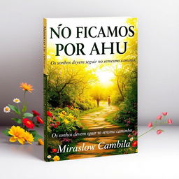 A creative book cover for "NÃO FICAMOS POR AQUI" featuring the subtitle "Os sonhos devem seguir no mesmo caminho" by Miraslov Cambila