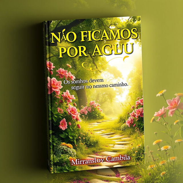 A creative book cover for "NÃO FICAMOS POR AQUI" featuring the subtitle "Os sonhos devem seguir no mesmo caminho" by Miraslov Cambila