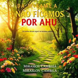A creative book cover for "NÃO FICAMOS POR AQUI" featuring the subtitle "Os sonhos devem seguir no mesmo caminho" by Miraslov Cambila