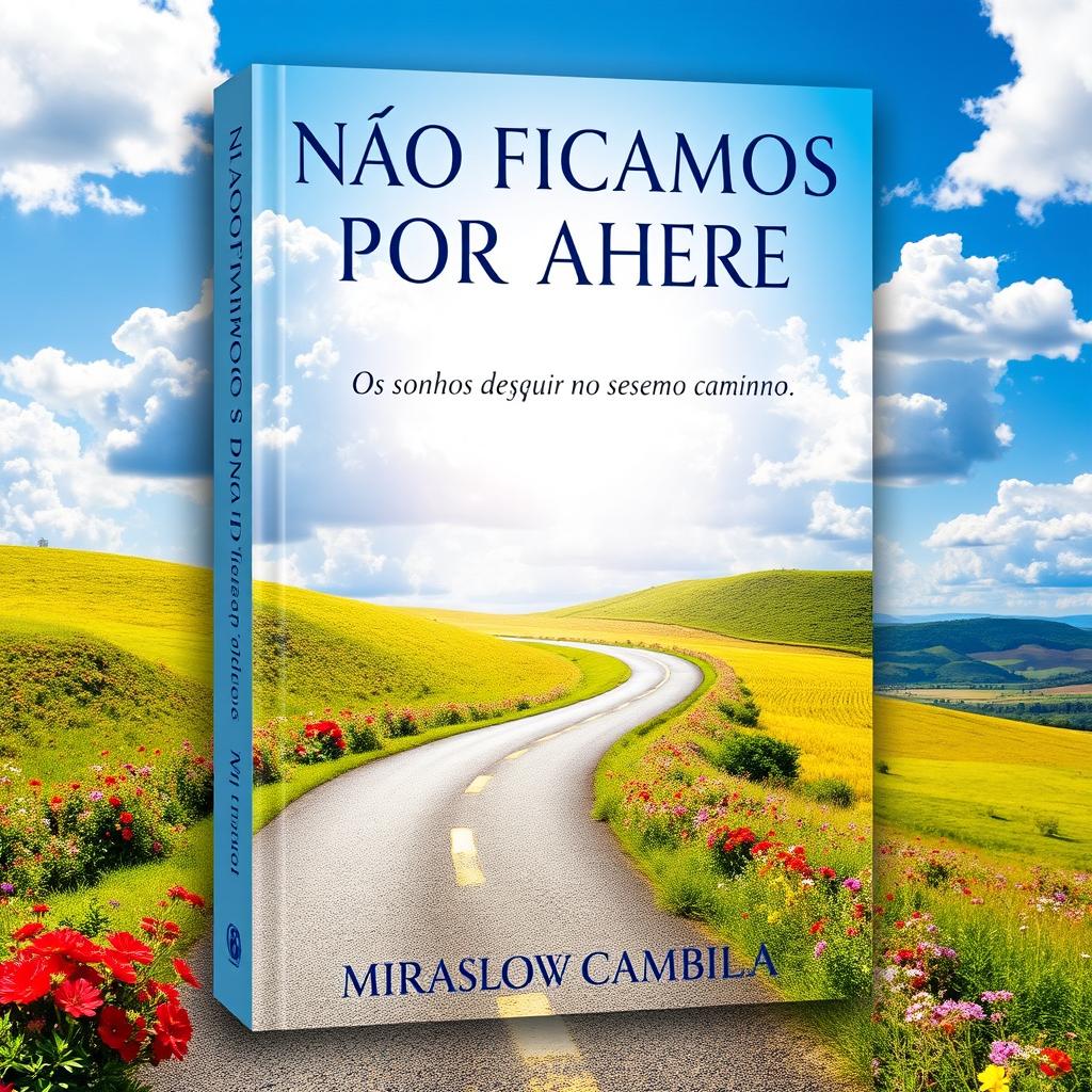 A visually striking book cover for "NÃO FICAMOS POR AQUI" with the subtitle "Os sonhos devem seguir no mesmo caminho" by Miraslov Cambila