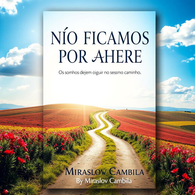 A visually striking book cover for "NÃO FICAMOS POR AQUI" with the subtitle "Os sonhos devem seguir no mesmo caminho" by Miraslov Cambila