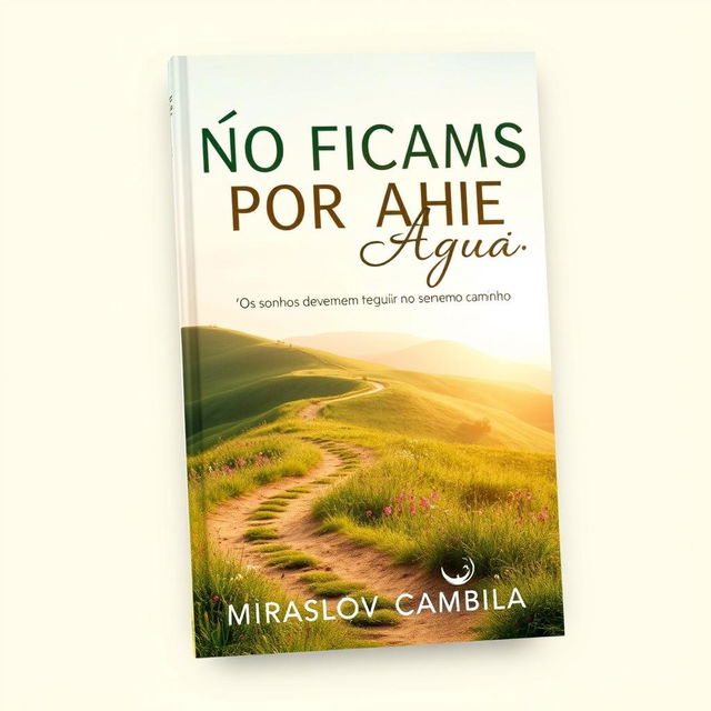 An engaging book cover for "NÃO FICAMOS POR AQUI" featuring the subtitle "Os sonhos devem seguir no mesmo caminho" by Miraslov Cambila