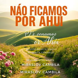 An engaging book cover for "NÃO FICAMOS POR AQUI" featuring the subtitle "Os sonhos devem seguir no mesmo caminho" by Miraslov Cambila
