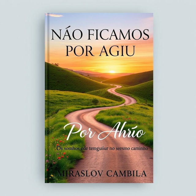 A captivating book cover for "NÃO FICAMOS POR AQUI" with the subtitle "Os sonhos devem seguir no mesmo caminho" by Miraslov Cambila