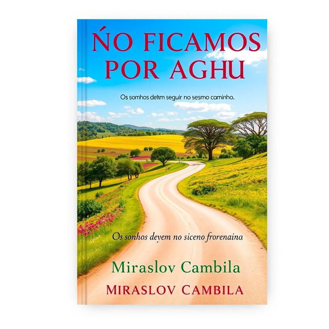 A beautiful and inspiring book cover for "NÃO FICAMOS POR AQUI" with the subtitle "Os sonhos devem seguir no mesmo caminho" by Miraslov Cambila