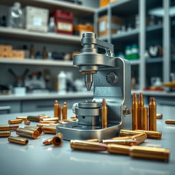 A close-up, detailed depiction of a bullet comparator in a forensic laboratory setting