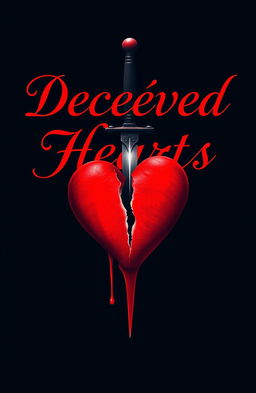 The title 'Deceived Hearts' beautifully depicted in elegant red calligraphy against a rich navy blue background