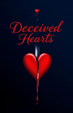 The title 'Deceived Hearts' beautifully depicted in elegant red calligraphy against a rich navy blue background