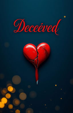 The title 'Deceived Hearts' beautifully rendered in elegant red calligraphy, prominently displayed against a rich navy blue background