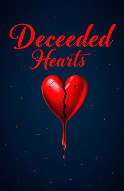 The title 'Deceived Hearts' beautifully rendered in elegant red calligraphy, prominently displayed against a rich navy blue background