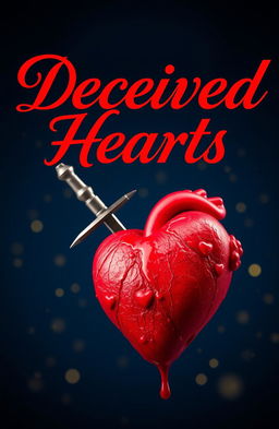 A striking image featuring the title 'Deceived Hearts' written in elegant, flowing calligraphy in bright red