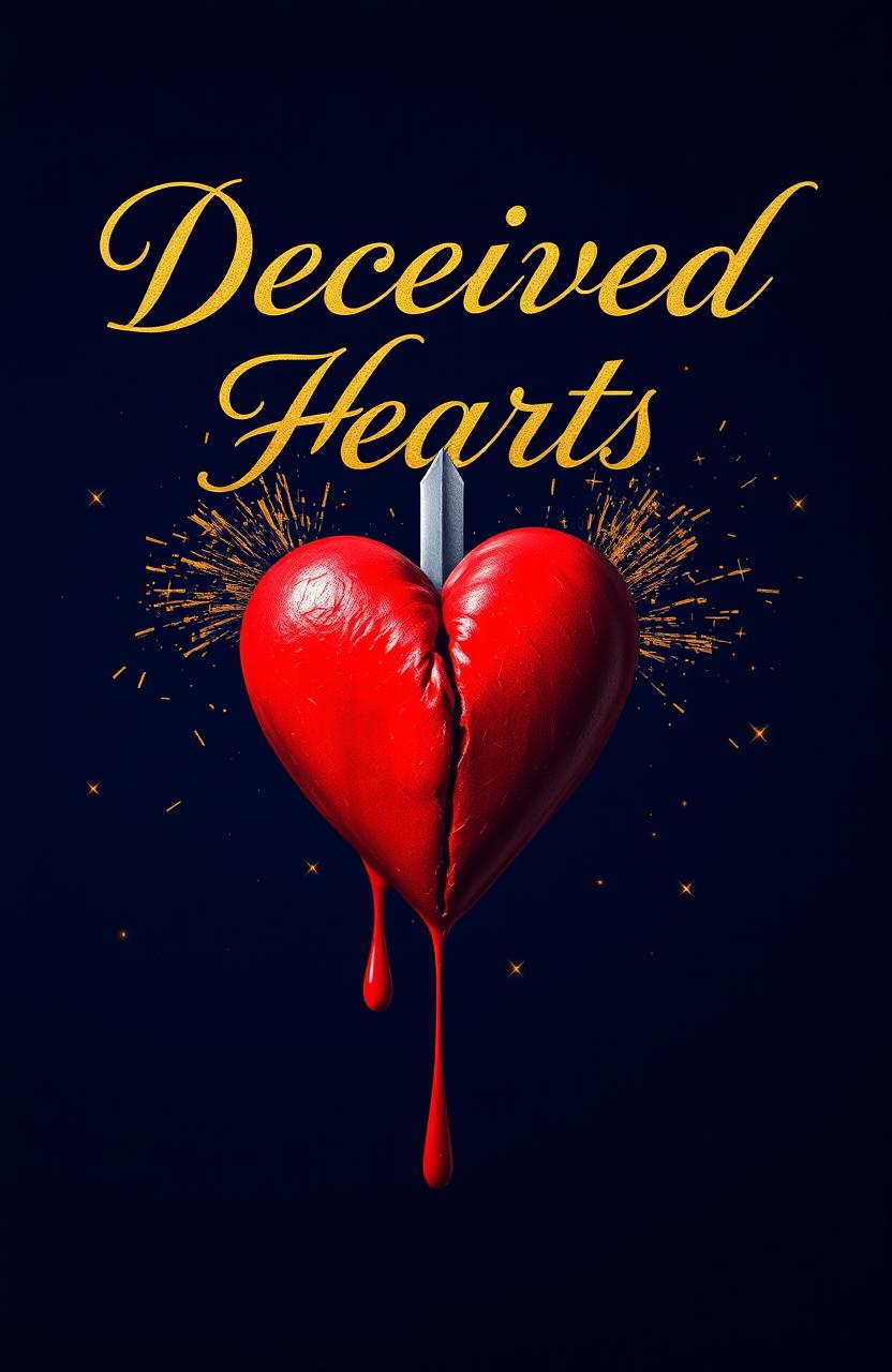 A striking image titled 'Deceived Hearts' written in elegant calligraphy in gold