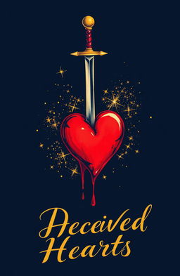 A captivating artwork titled 'Deceived Hearts' beautifully rendered in elegant gold calligraphy