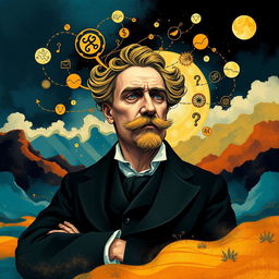 A vivid and imaginative representation of the philosopher Friedrich Nietzsche