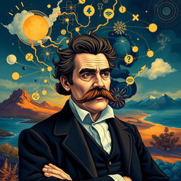 A vivid and imaginative representation of the philosopher Friedrich Nietzsche