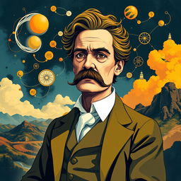 A vivid and imaginative representation of the philosopher Friedrich Nietzsche