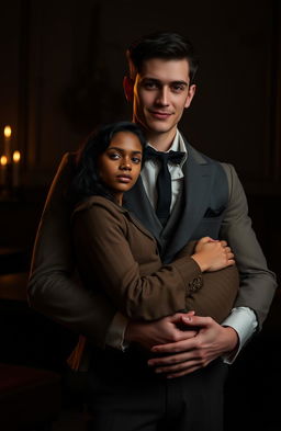 A handsome young American man, 26 years old, with fair skin and striking features, dressed in elegant 'old money' fashion