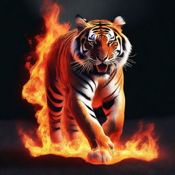 Generate an image of a Bengal tiger formed entirely from molten lava