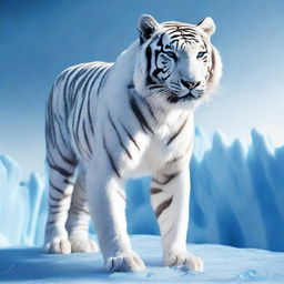 Generate an image of an icy white tiger