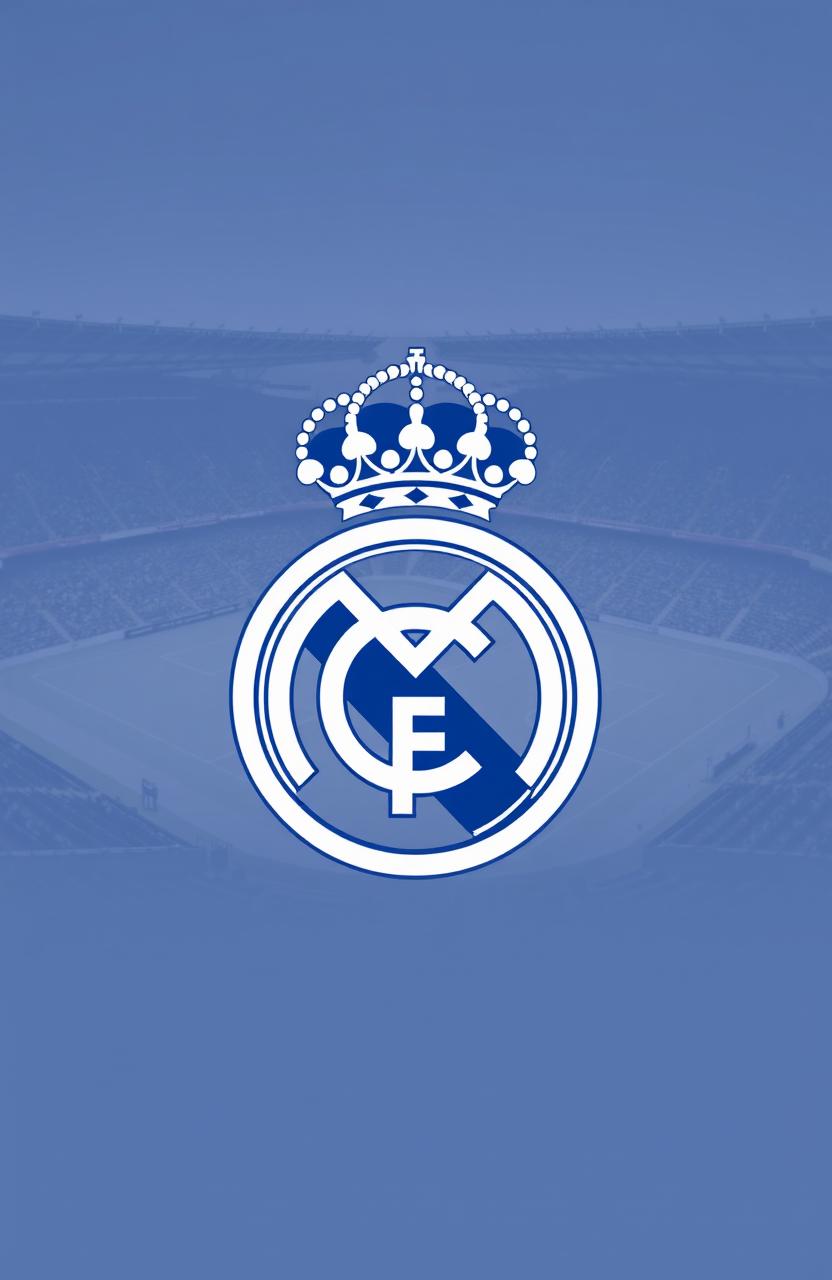 A simplistic yet elegant design featuring the Real Madrid logo prominently placed in the center, showcasing its traditional colors