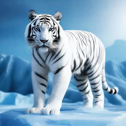 Generate an image of an icy white tiger