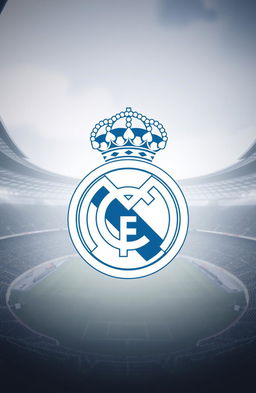 A simplistic yet elegant design featuring the Real Madrid logo prominently placed in the center, showcasing its traditional colors