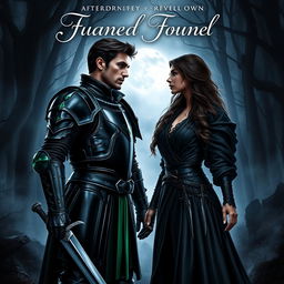 A striking novel cover depicting two characters standing amidst an eerie, misty forest