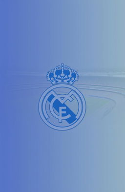 A gradient background combining the colors of the Real Madrid logo, with the club's logo prominently displayed in the center